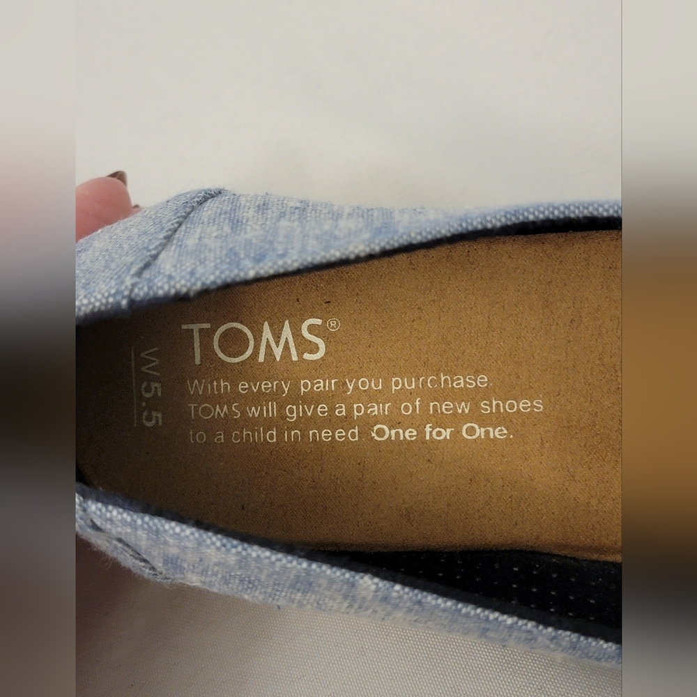 Toms Chambray Espadrille Flats Size 5.5 - Picture 2 of 12